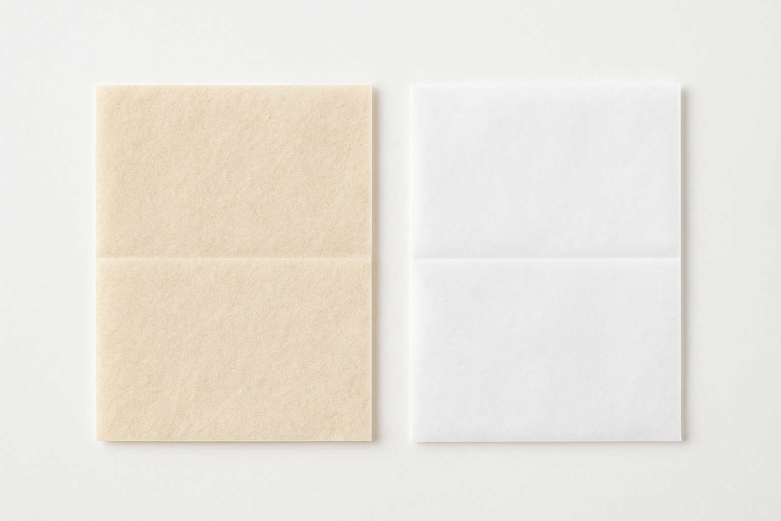 Brown unbleached bamboo tissue and white tissue comparison