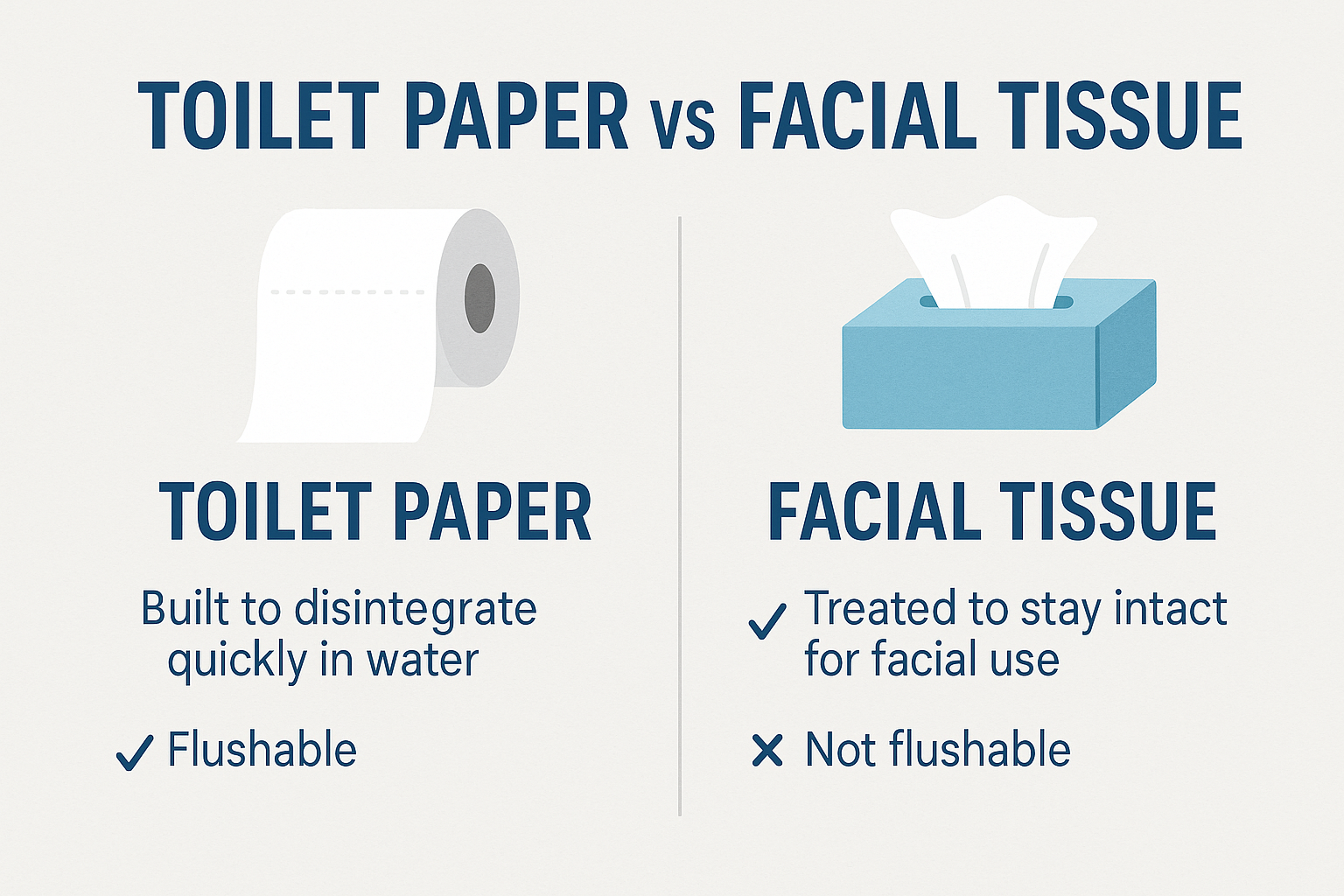 Toilet paper vs facial tissue infographic