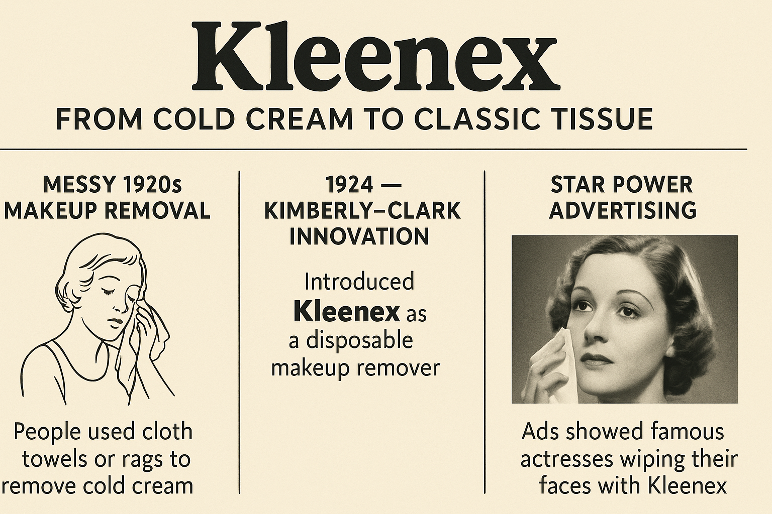 Kleenex history from makeup remover to classic tissue