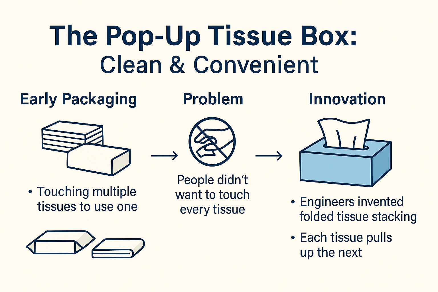 Pop-up tissue box innovation for clean and convenient use