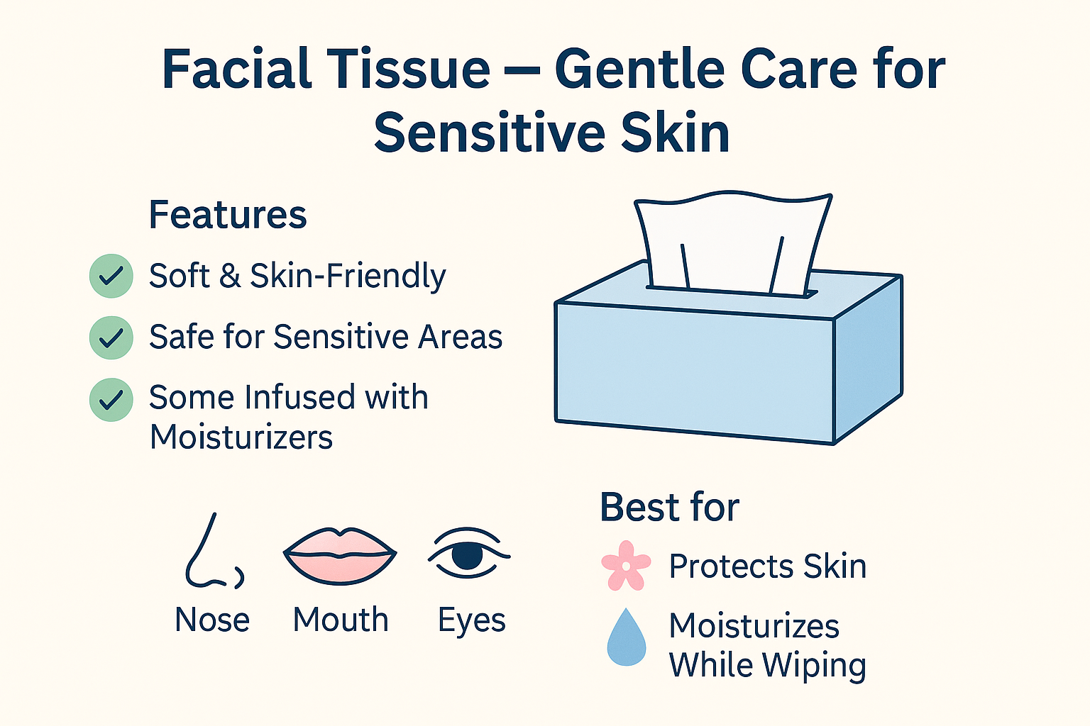 Facial tissue care for sensitive skin infographic