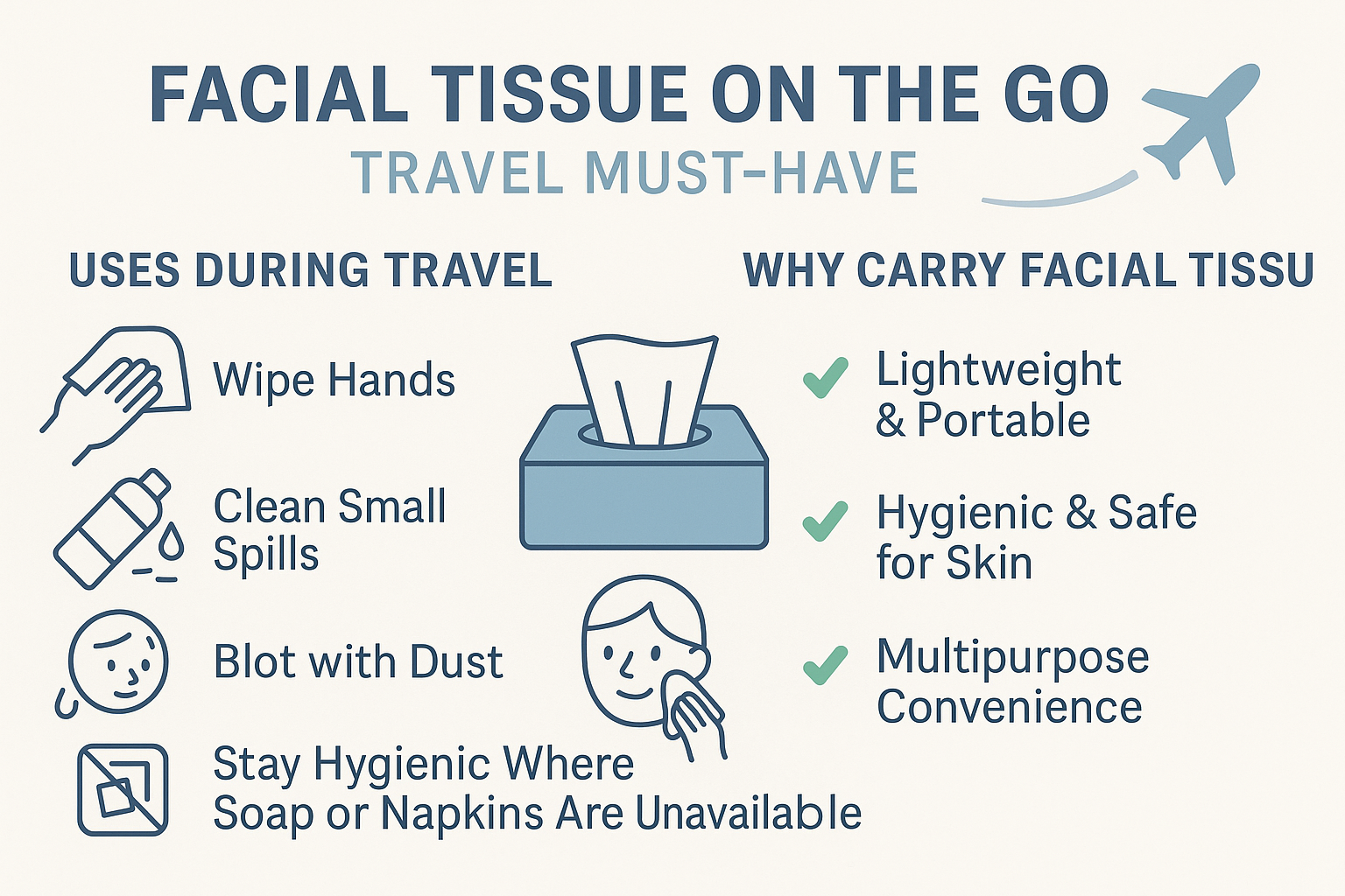 Facial tissue travel uses infographic