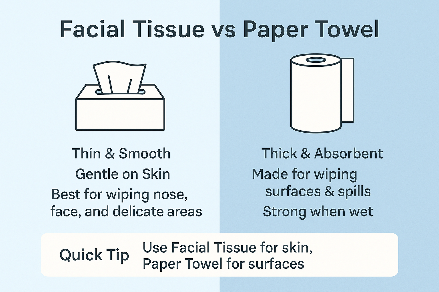 Facial tissue vs paper towel usage comparison