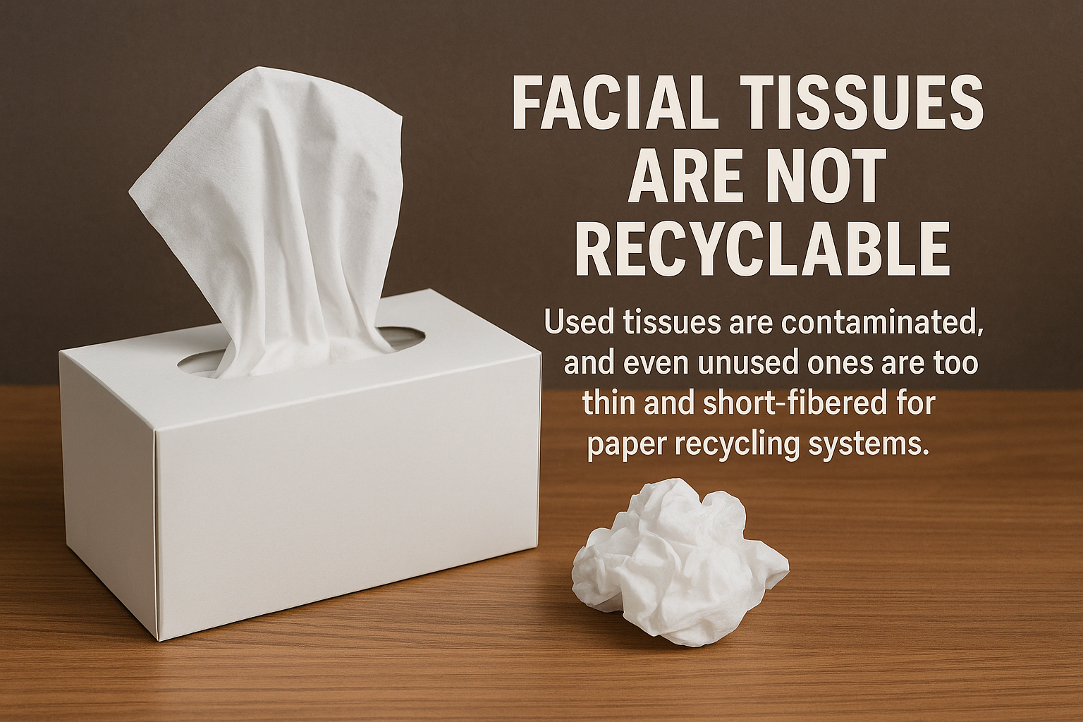Facial tissues are not recyclable infographic