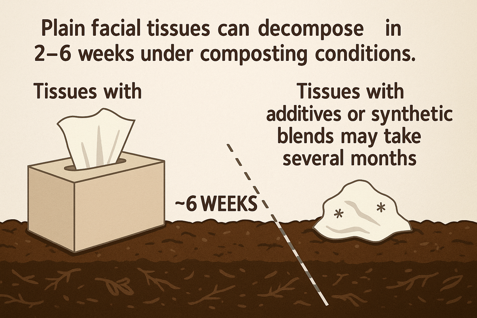 Facial tissue decomposition time infographic