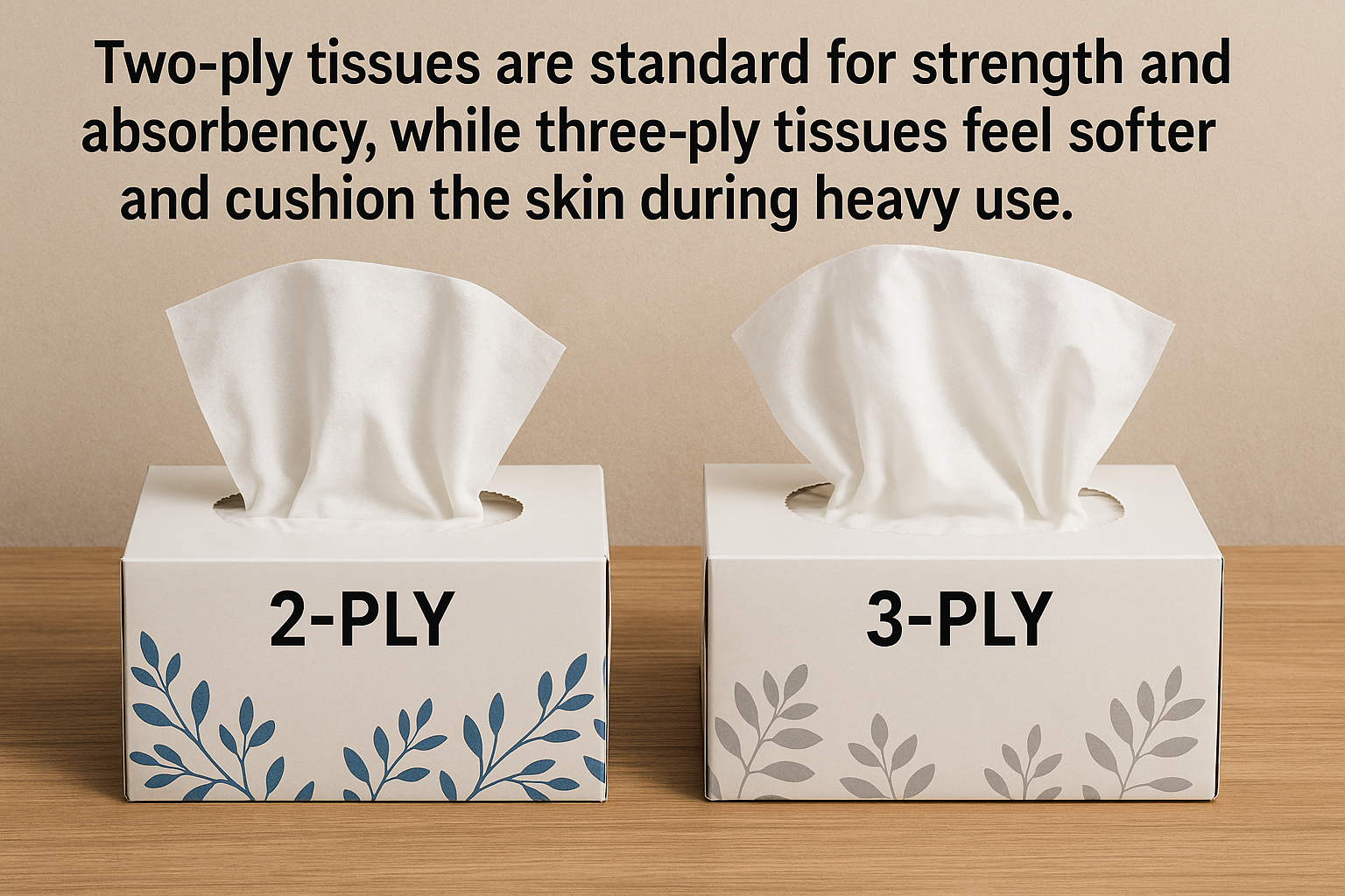 Comparison of 2-ply and 3-ply facial tissue boxes