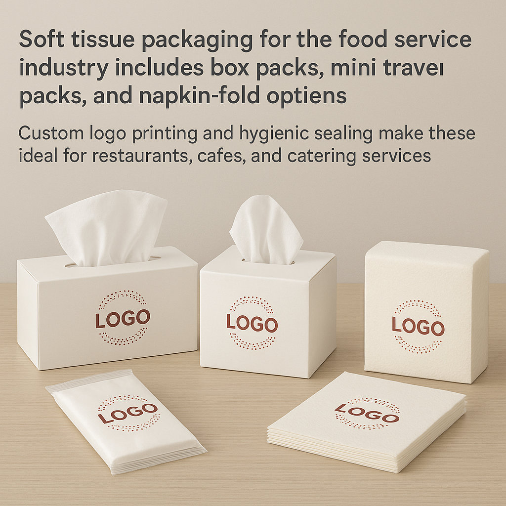 Custom logo printed tissue packaging for food service industry