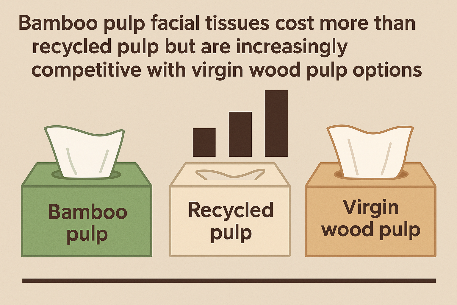 Comparison of bamboo pulp, recycled pulp, and virgin wood pulp tissue costs