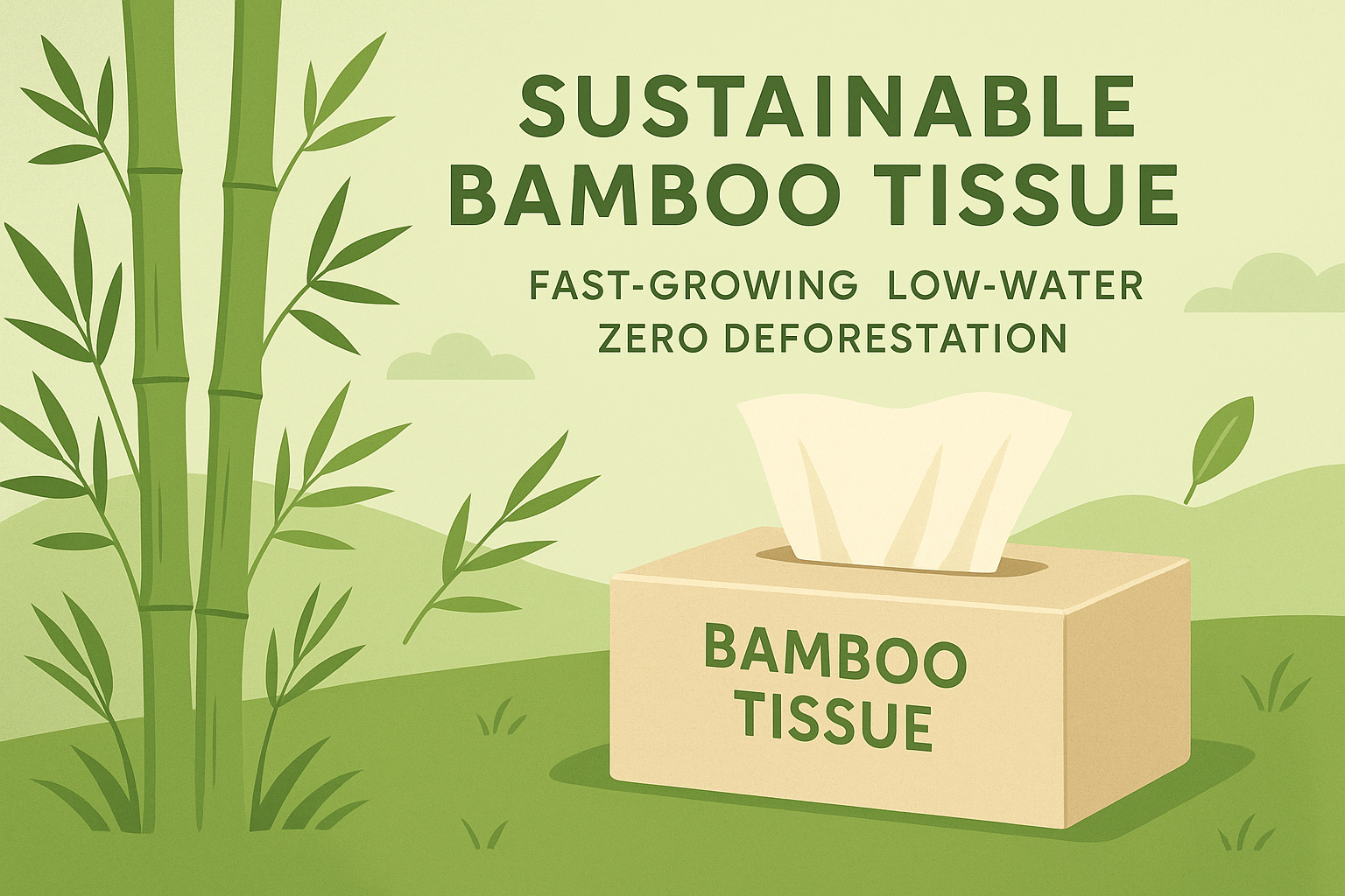 bamboo facial tissue bamboo tissue box with green bamboo background, eco friendly tissue packaging