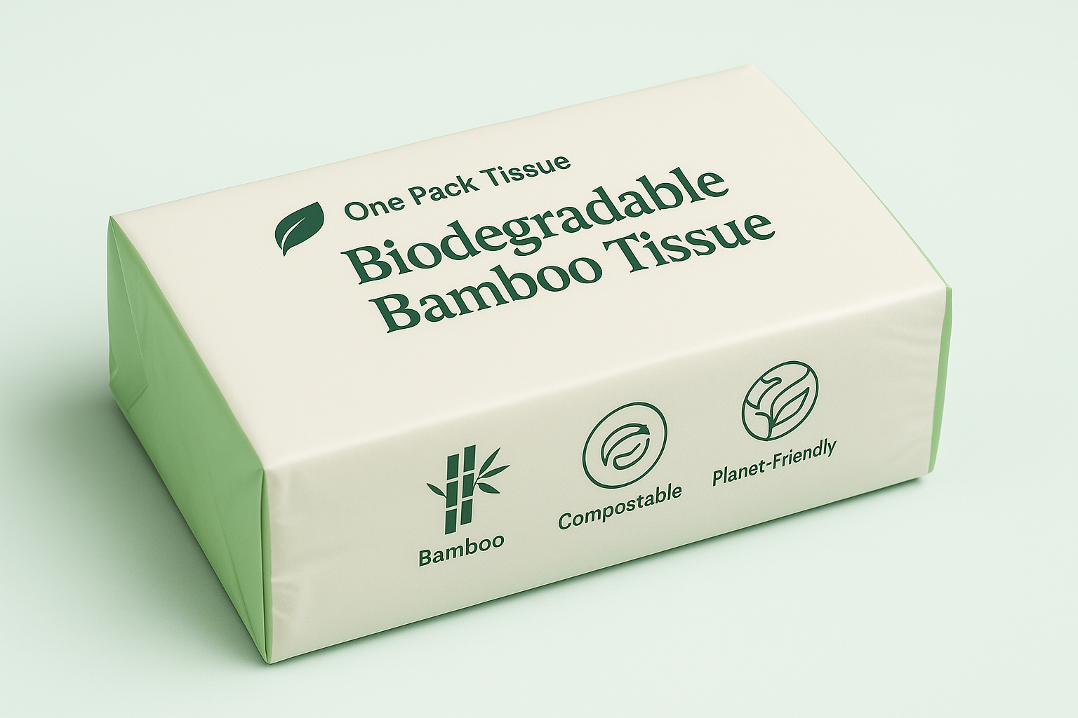 bamboo tissue biodegradable bamboo tissue soft pack, eco-friendly compostable tissue packaging