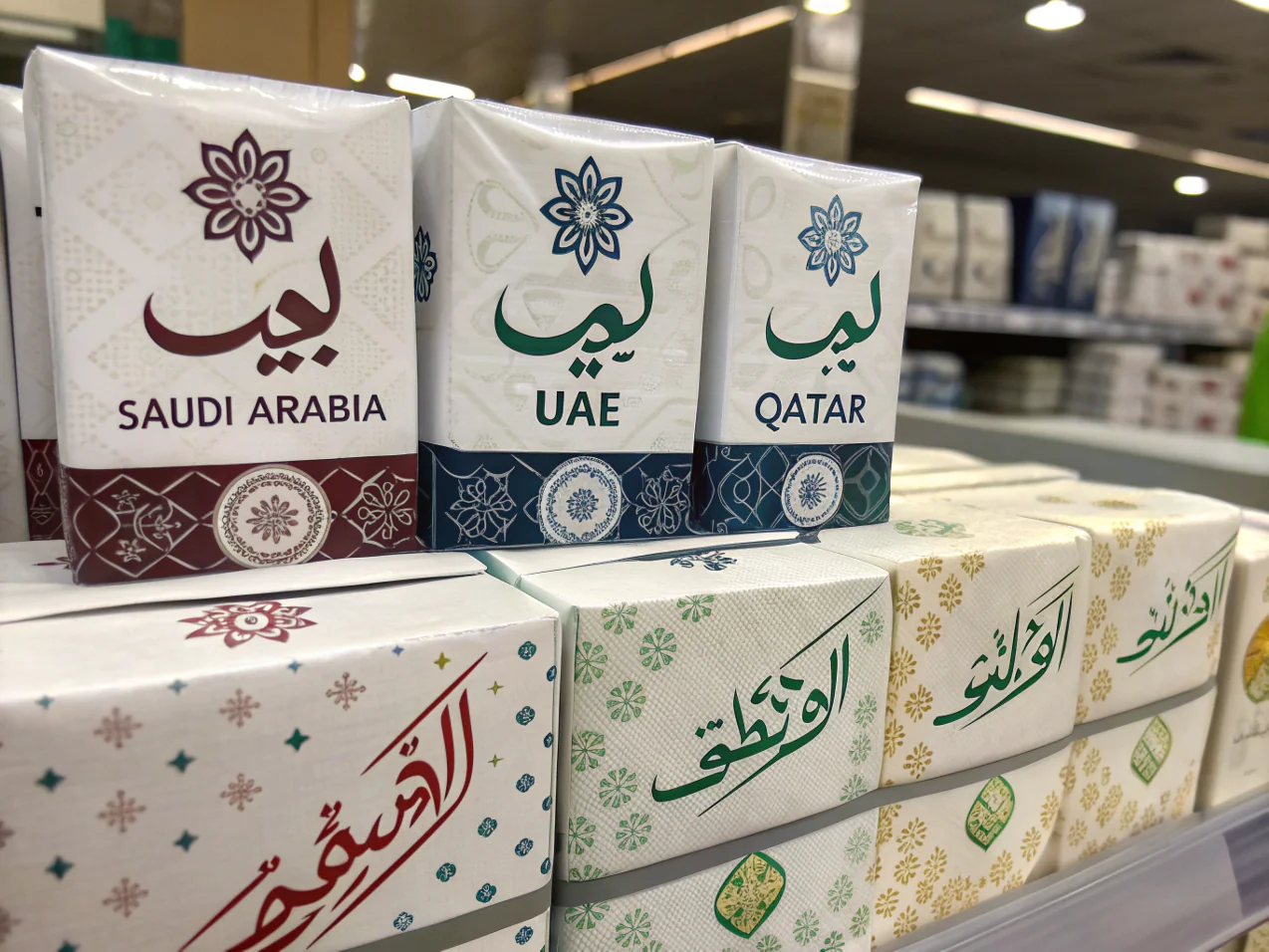 Pocket tissue packs with Saudi Arabia UAE Qatar designs
