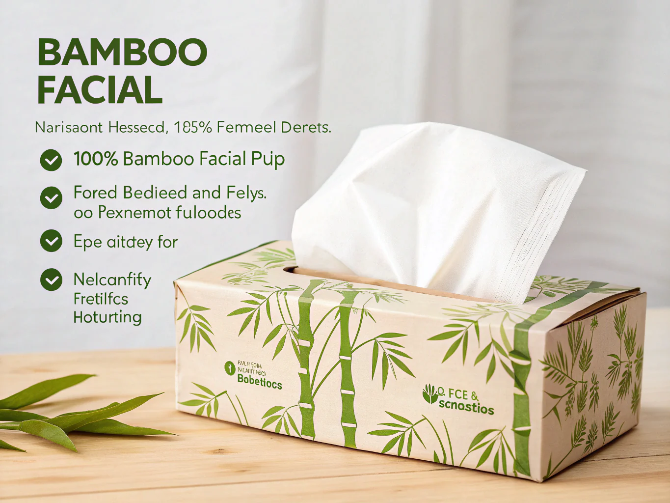 Bamboo facial tissue box with eco-friendly packaging
