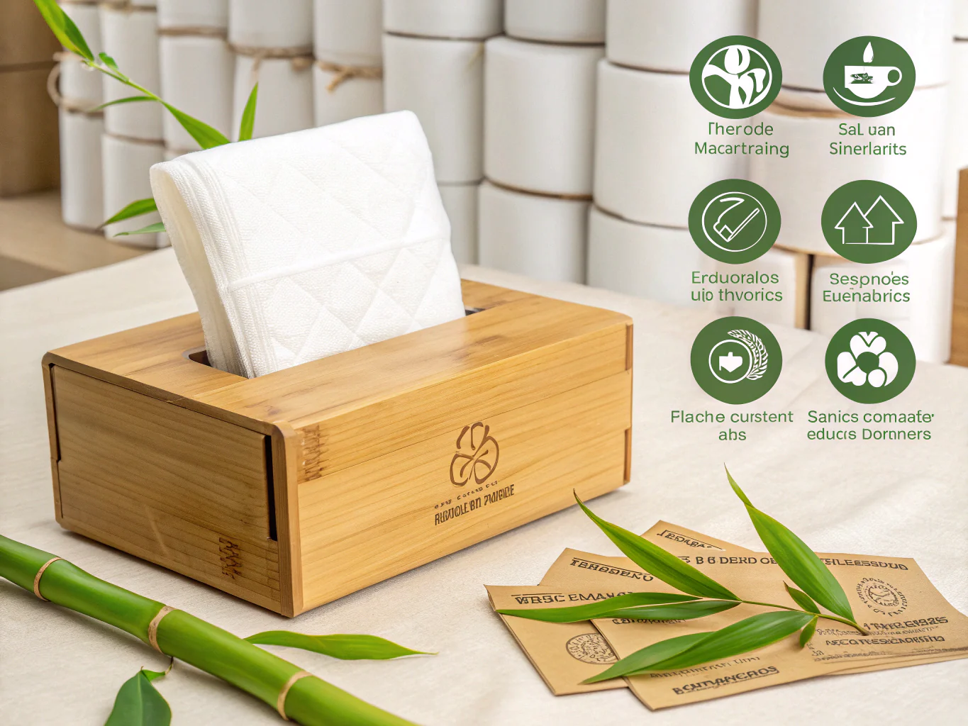 Eco-friendly bamboo tissue box with wooden holder