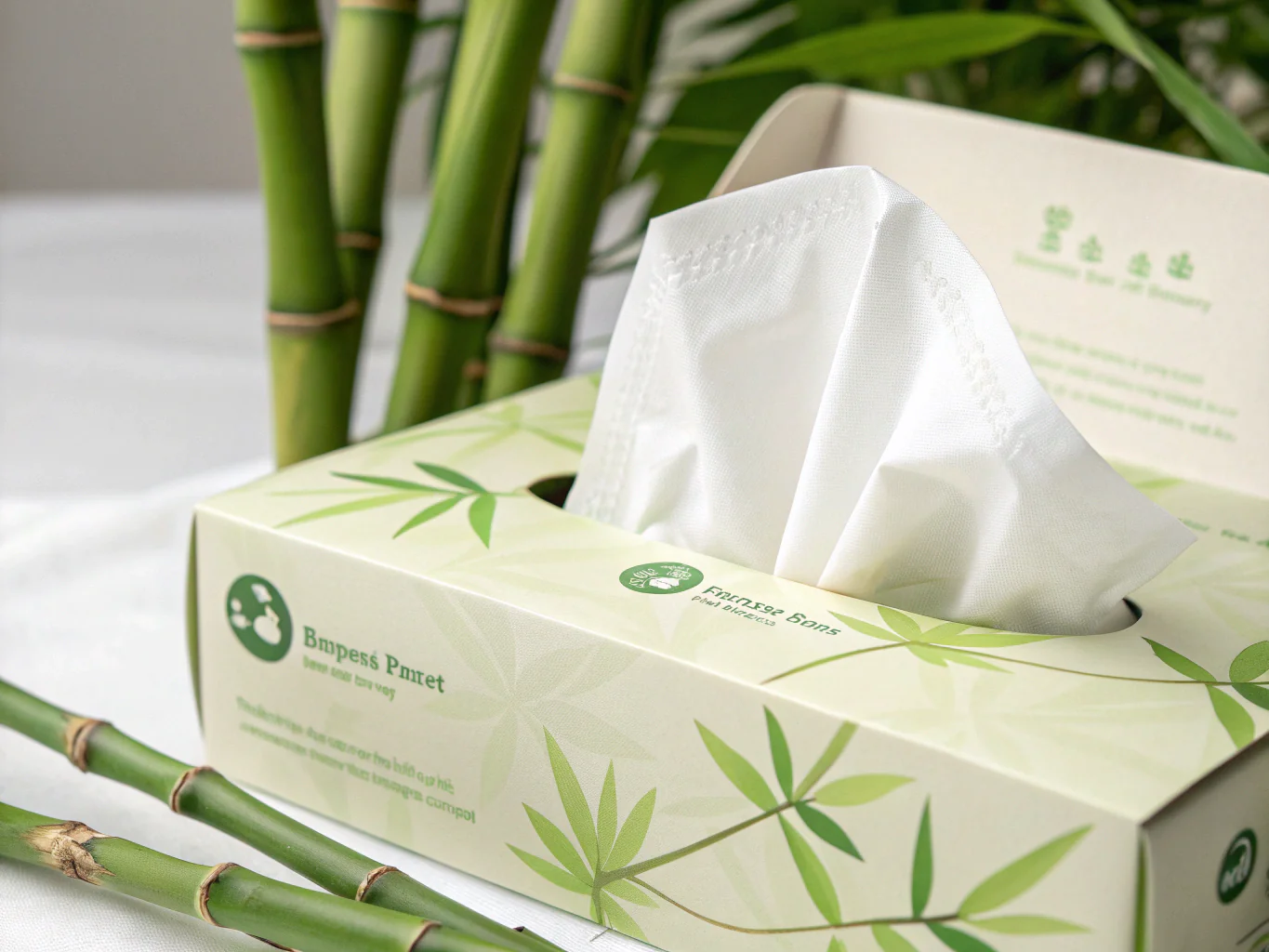Bamboo fiber facial tissue box with eco-friendly packaging