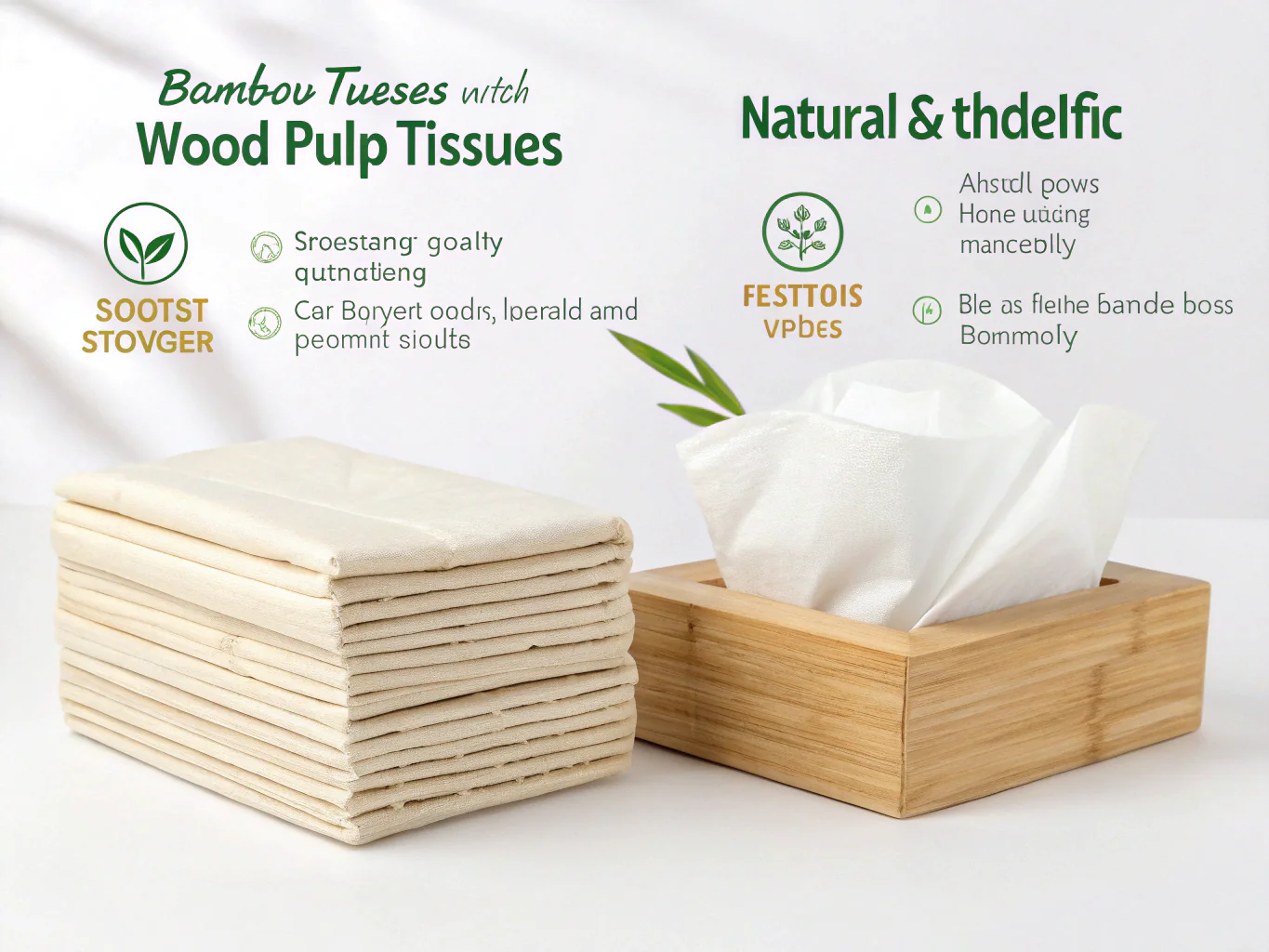 Bamboo and wood pulp tissues with eco-friendly packaging