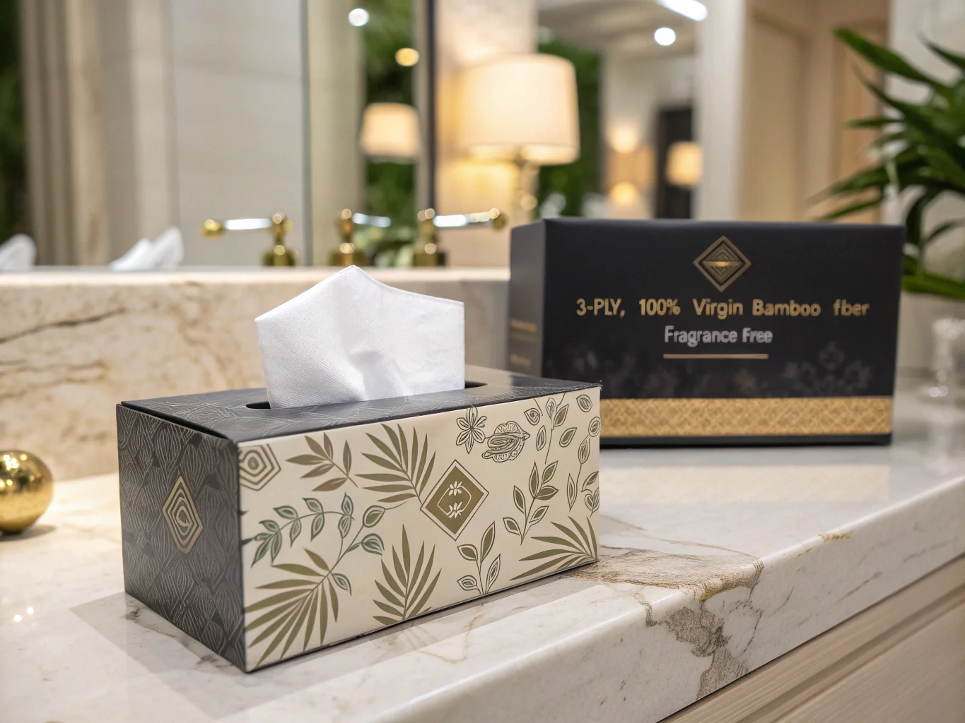 [3-ply](https://www.xinyun-engine.com/news/understanding-the-difference-between-1-ply-2-ply-and-3-ply-toilet-paper.html)[^11] bamboo fiber tissue box on bathroom counter
