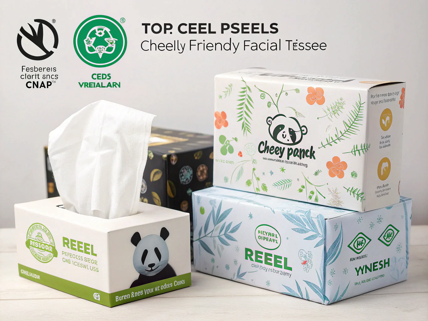 Eco-friendly facial tissue boxes with colorful packaging designs