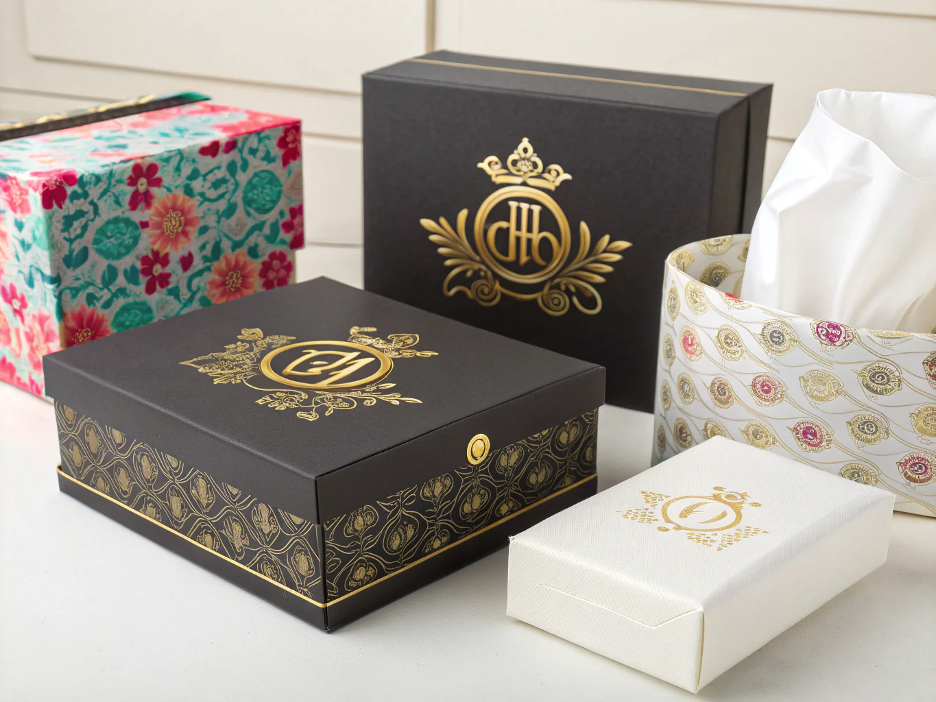 Luxury facial tissue boxes with elegant custom packaging