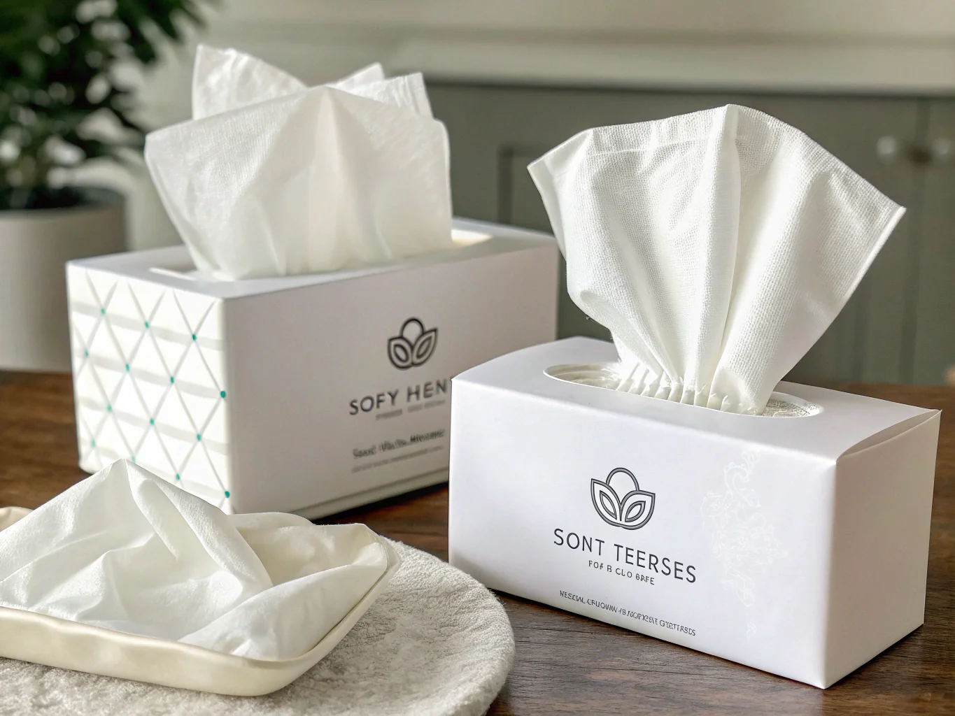 White boxed facial tissues with elegant packaging