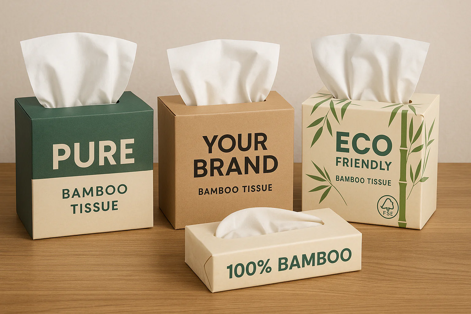 eco friendly bamboo tissue boxes, custom packaging for facial tissues