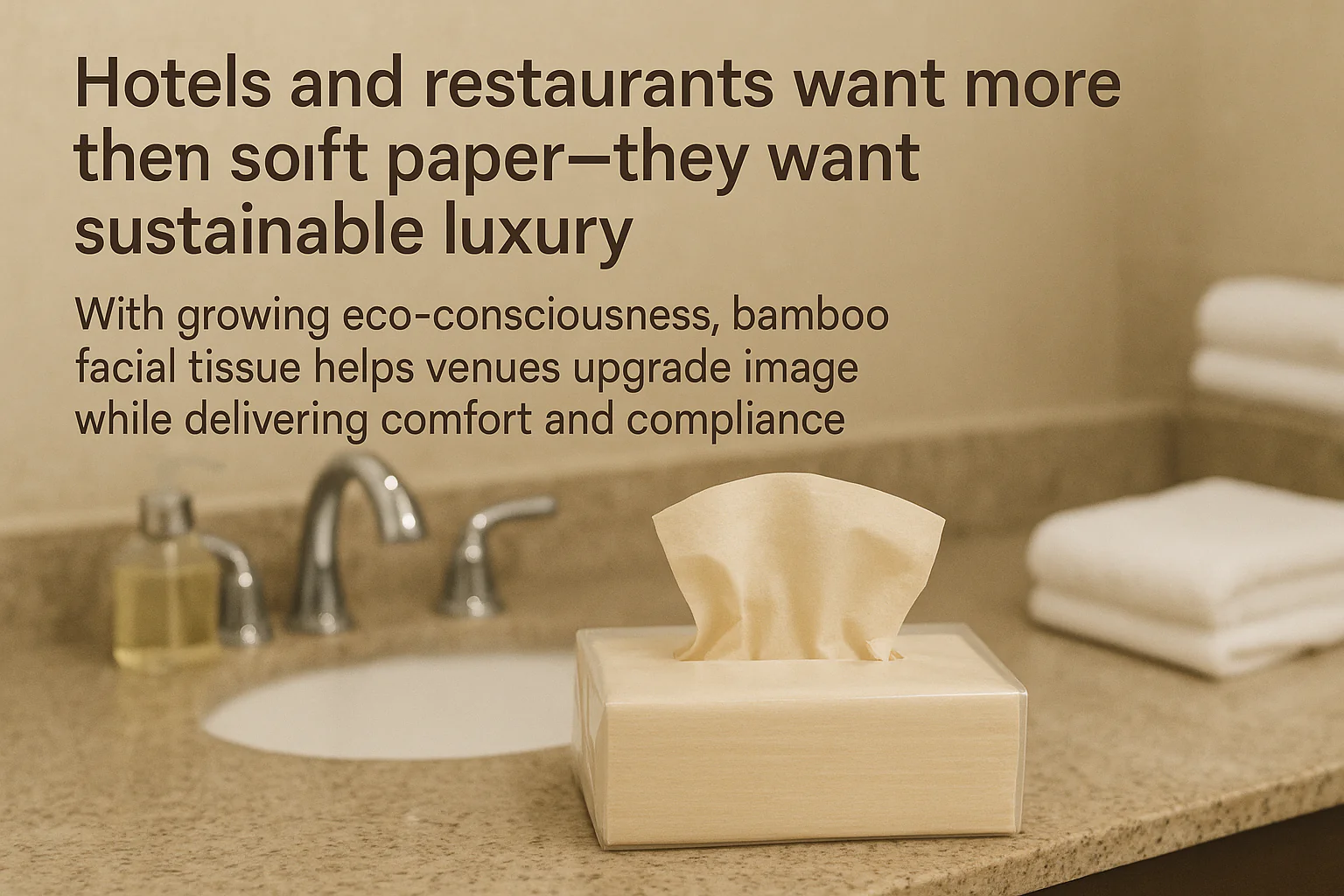 [bamboo facial tissue](https://meserii.com/blogs/bamboo/tissues-benefits?srsltid=AfmBOophV5GitGWz6kudPV9PVumjDAYfhnTW8LRRxiJkOkDFnHfacdP2)[^2] box in hotel bathroom, [sustainable luxury](https://www.glion.edu/magazine/sustainable-luxury-hotels/)[^1] tissue for hospitality