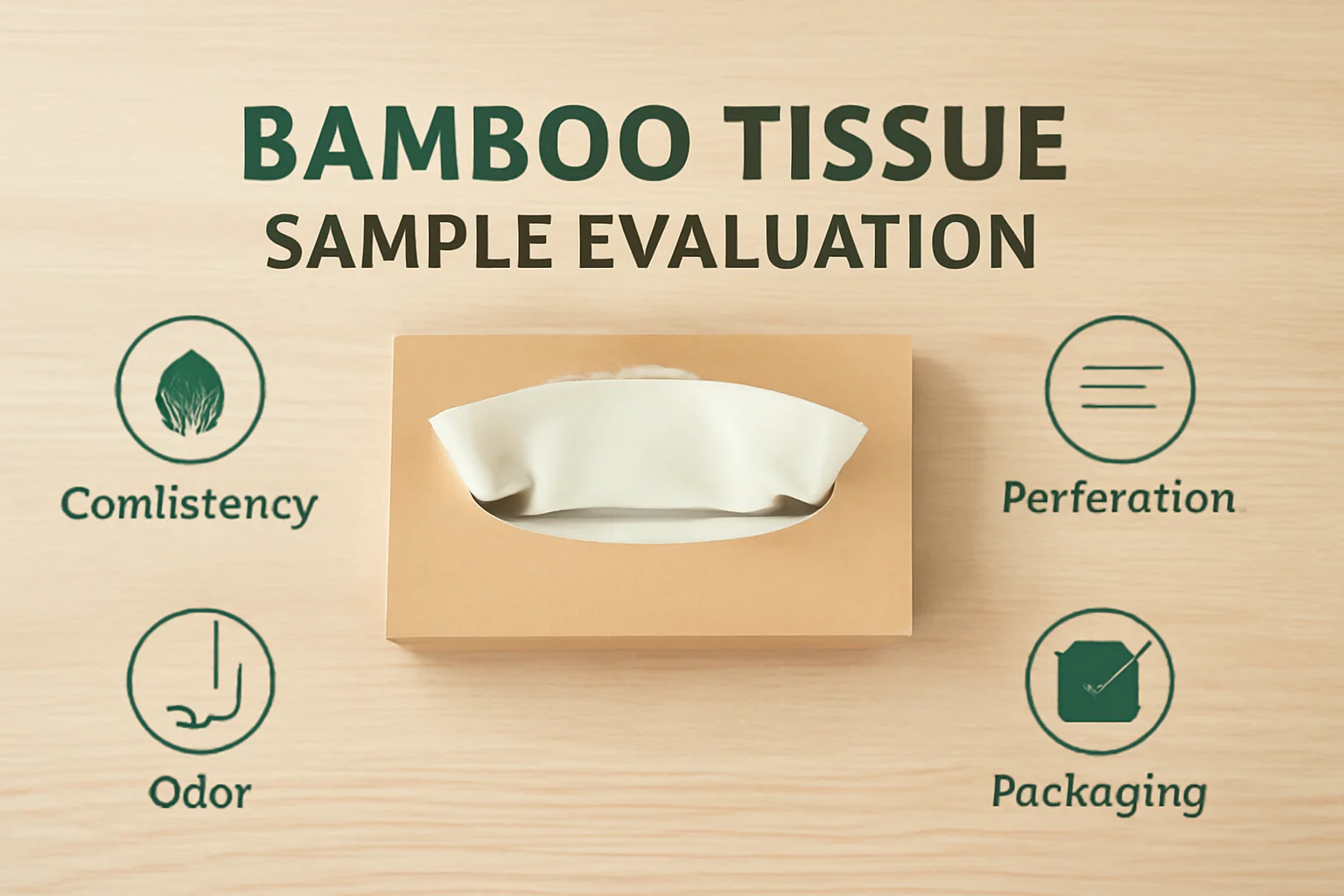 Bamboo tissue evaluation Bamboo tissue sample evaluation factors: consistency, perforation, odor, and packaging.