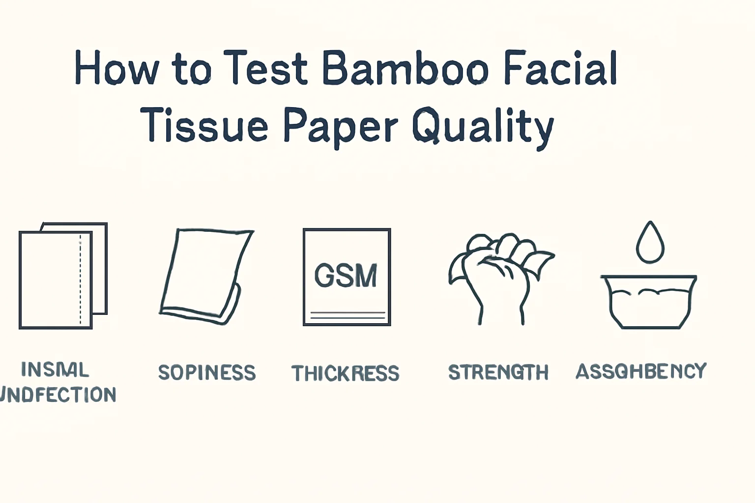 Testing bamboo tissue quality Steps to test bamboo facial tissue paper quality: insulation, softness, thickness, strength, and absorbency.