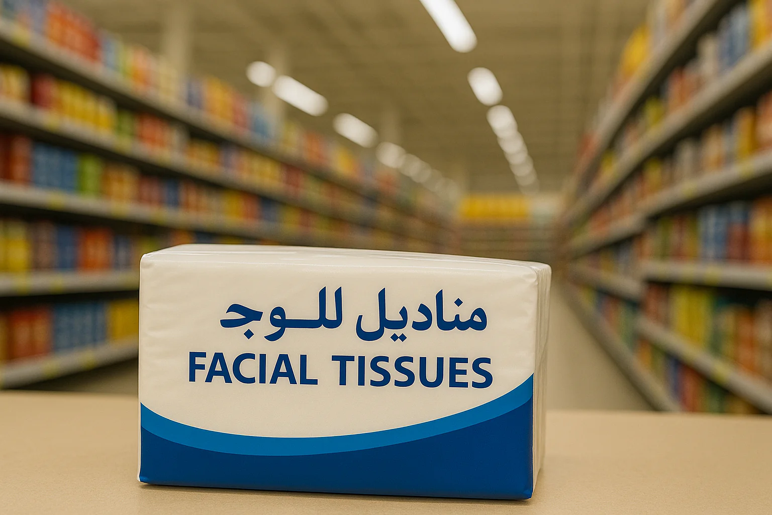 Arabic printed facial tissue