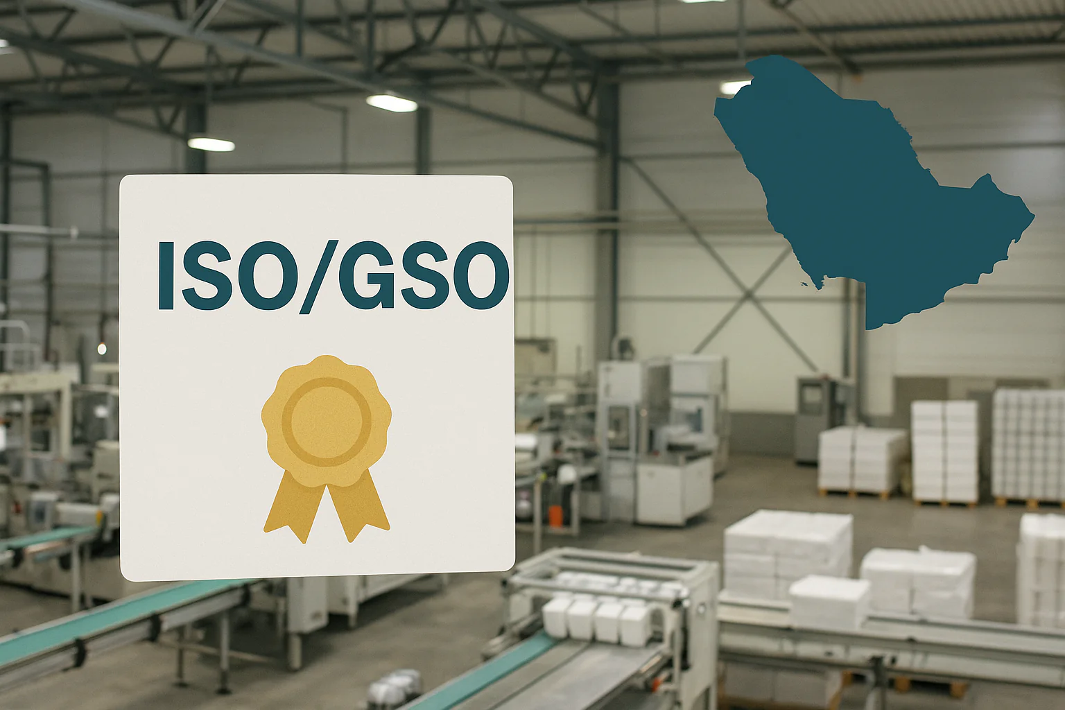 Factory Background with Certifications and Gulf Map