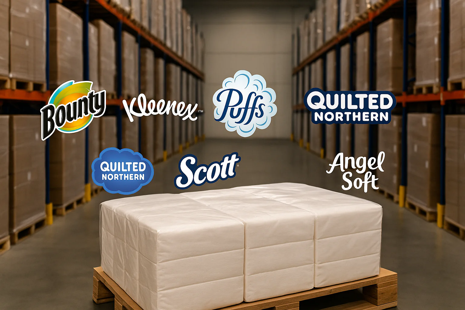 Paper brand logos in wholesale background