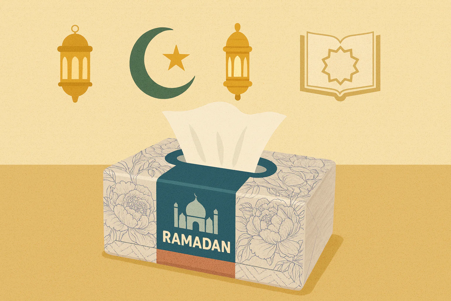 Soft pack tissues with Islamic holiday logos